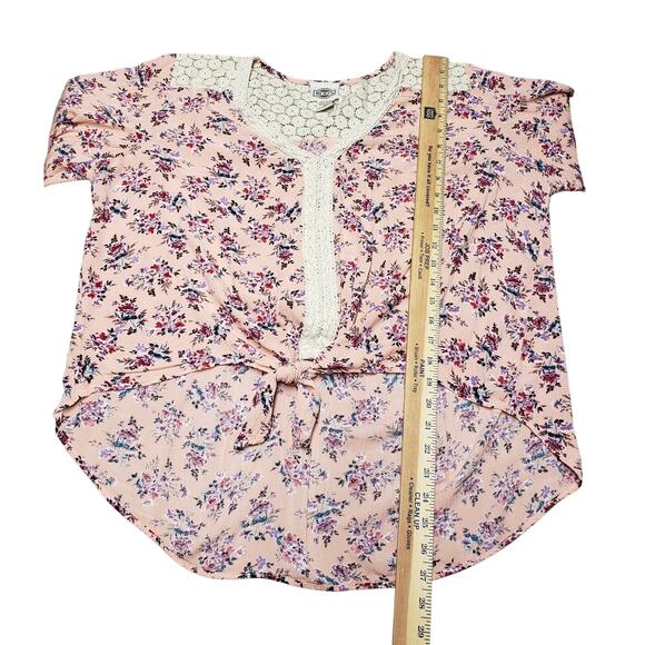 Boho Western Floral Blouse Sz M Rods Soft Drape Lightweight Rayon Crochet Y2K - Picture 8 of 8